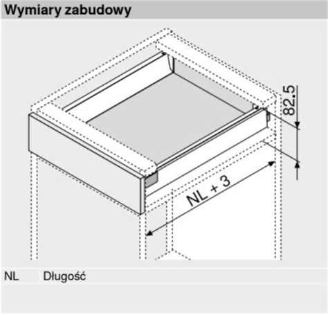 Szuflada TANDEMBOX ANTARO z hamulcem wys N 68 mm dł 50 cm 30 kg