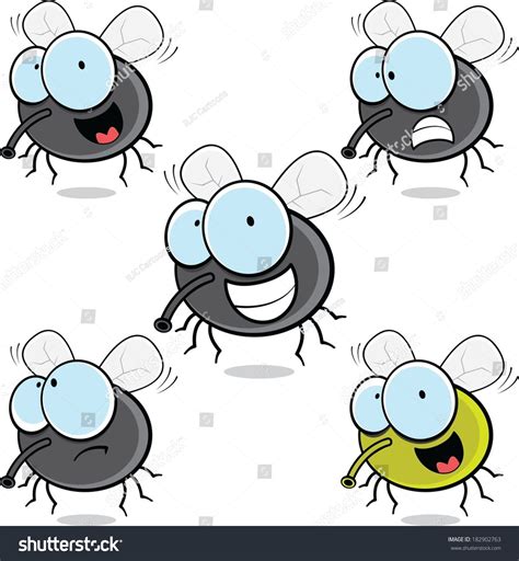 Cartoon Illustration Set Funny Cartoon Flies Stock Vector (Royalty Free ...