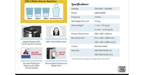 KHIND EK2600D 4L INSTANT HOT WATER DISPENSER Berdaya