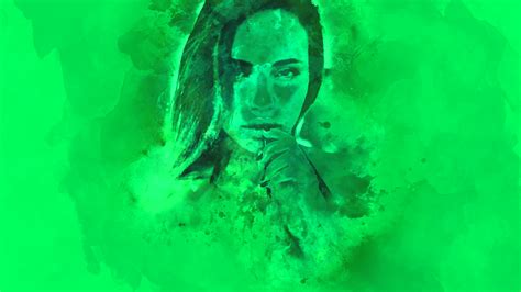 Wallpaper Watercolor Portrait Green Background 2560x1440 Kshutkin