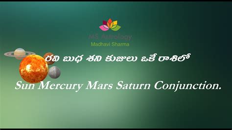 Sun Mercury Mars Saturn Conjunction Ms Astrology Vedic Astrology In Telugu Series Youtube