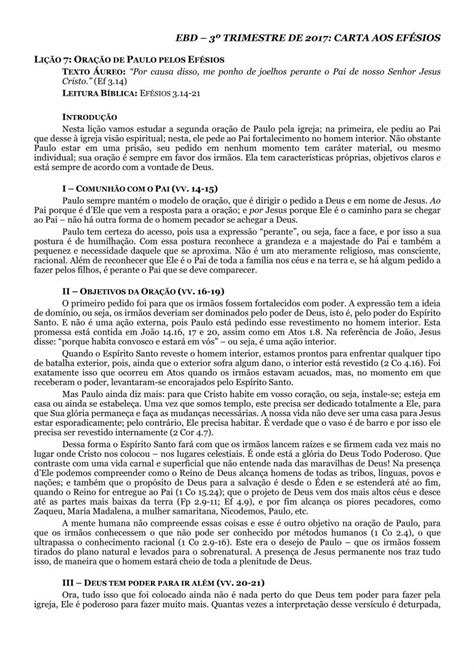 PDF EBD 3º TRIMESTRE DE 2017 CARTA AOS EFÉSIOS LIÇÃO Esta