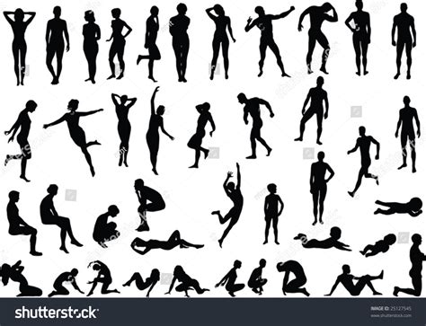 Collection Naked Human Body Vector Silhouettes Stock Vector Royalty Free