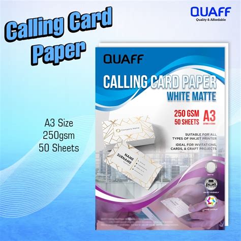 QUAFF Calling Card Paper 250gsm Double Sided White Matte 50sheets Pack