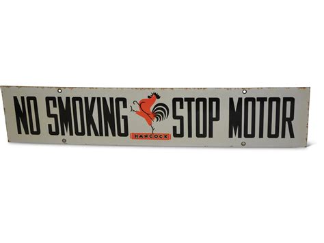 Hancock Modern Rooster No Smoking Stop Motor Porcelain Sign