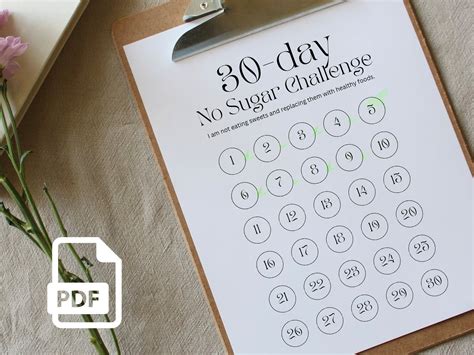 30 Day No Sugar Challenge Digital Fitness Guide Printable Etsy