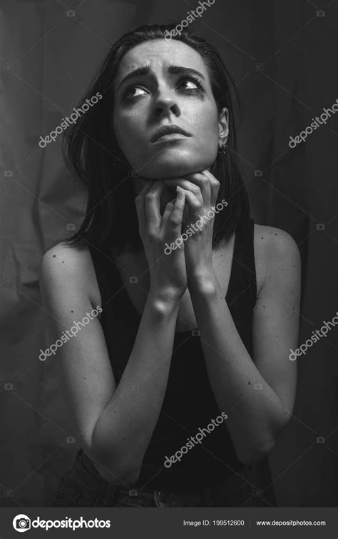 Sad Woman Studio Portrait Black White — Stock Photo © Dima_Aslanian ...