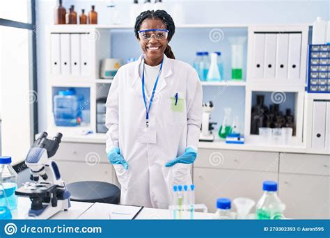 African American Woman Scientist Smiling Confident Standing At