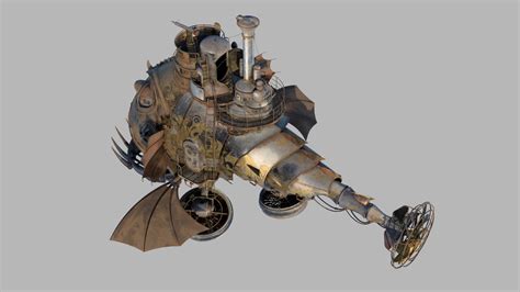 D Steampunk Submarine Hovercraft With Pbr Materials Turbosquid