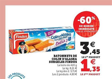 Promo B Tonnets De Colin D Alaska Surgel S Findus Chez Super U