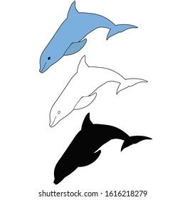 Blue Dolphin Silhouette Sketch Stock Vector (Royalty Free) 1616218279 ...