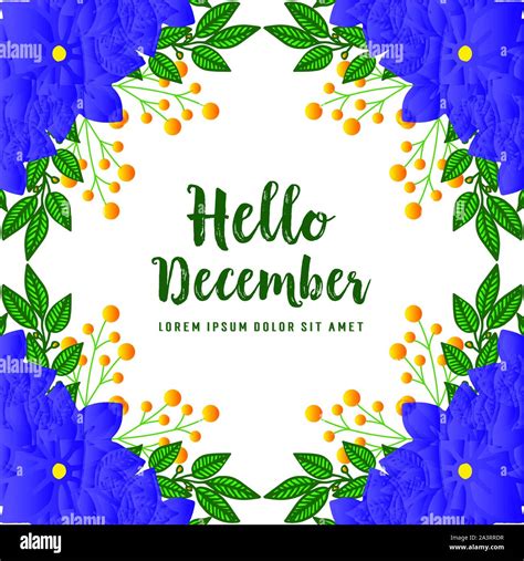 Lettering Text Of Hello December With Art Of Purple Flower Frame