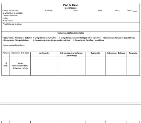 Planificaci N Diaria De Clase Formatos De Planeacion Planificacion