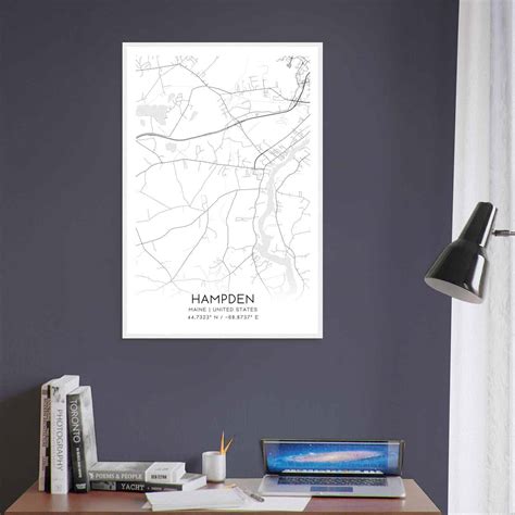 Hampden Maine Map Poster, Modern Home Decor Wall Art Print - Custom