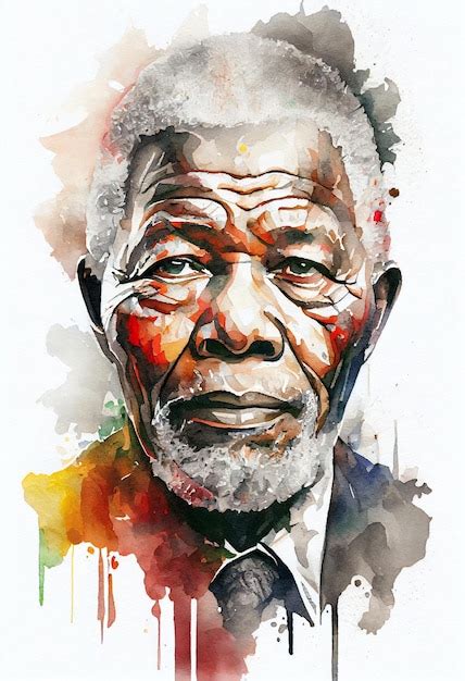 Nelson Mandela Retrato Cara Acuarela Arte Foto Premium