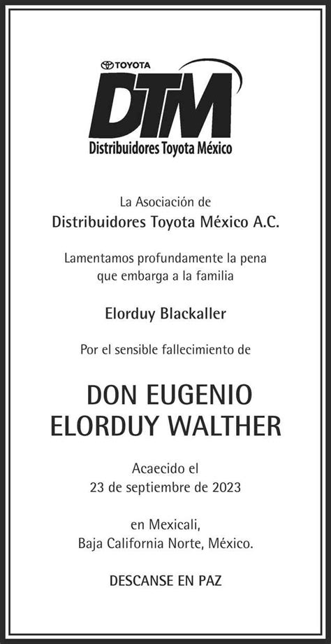 Don Eugenio Elorduy Walther Obituario Esquela