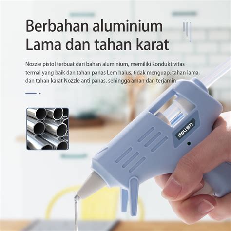 Jual Deli Hot Melt Glue Gun Lem Tembak W Warna Biru Pink Gratis Lem DL X Alat Perkakas