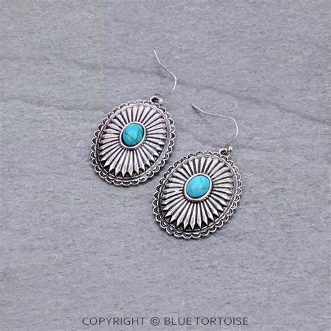 Western Design Concho Dangle Earrings Bluetortoisewholesale