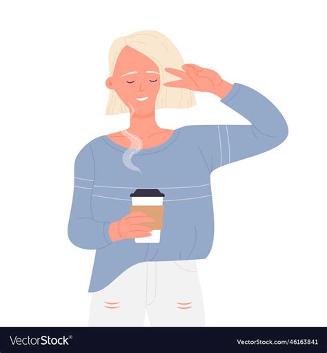 Woman With Hot Coffee Cup Royalty Free Vector Image