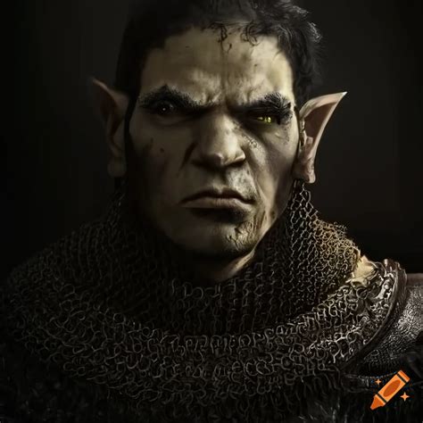 Portrait Of A Fierce Half Orc Warrior On Craiyon