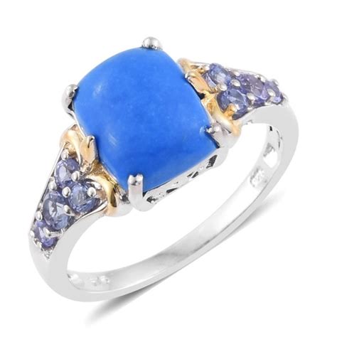 Ceruleite Tanzanite 14k Yg And Platinum Over Sterling Silver Ring