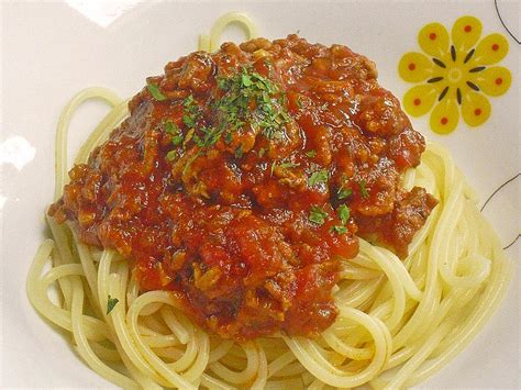 Spaghetti Mit Scharfer So E Bolognese Von Angymausal Chefkoch