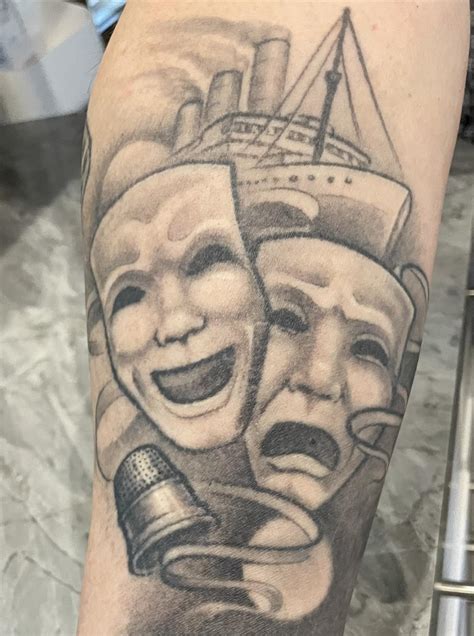 comedy tragedy mask tattoo 3