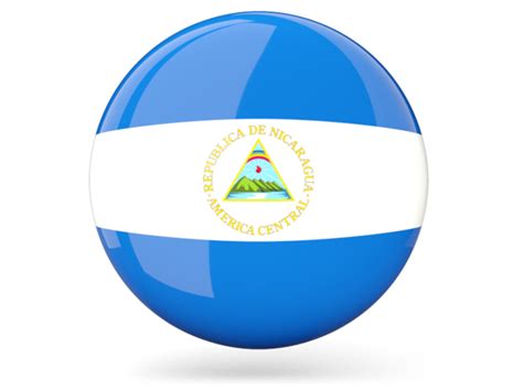 Glossy Round Icon Illustration Of Flag Of Nicaragua