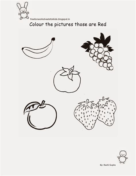 Free Printable Fun Worksheets for Class Nursery - Colour the pictures ...