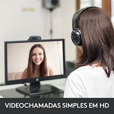 Webcam HD Logitech C270 720p 30 FPS Microfone Embutido