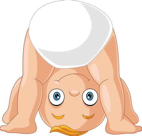 Cartoon baby boy playing upside down 15220245 Vector Art at Vecteezy