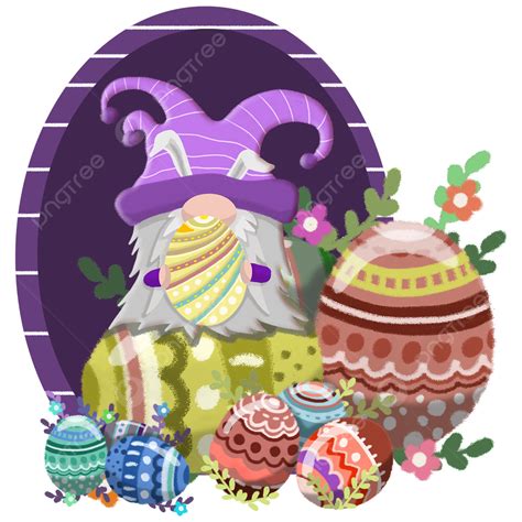 Easter Gnomes PNG Transparent Easter Purple Dwarf Gnome Cute Egg