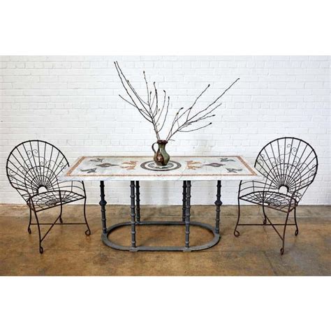 Italian Pietra Dura Marble Inlay Garden Dining Table | Chairish