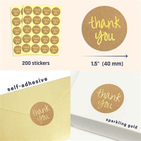 Gold Thank You Stickers - Round - TownStix