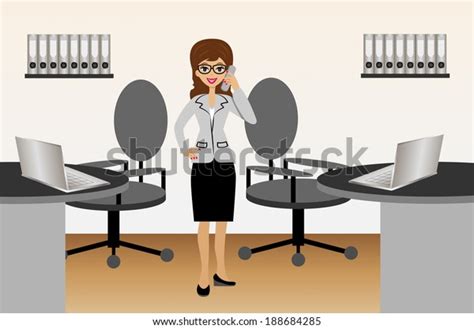 Business Woman Office Vector Illustration Stock Vector Royalty Free 188684285 Shutterstock