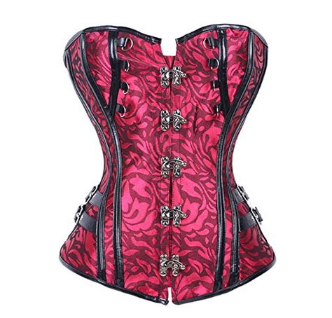 ZZEBRA 8110red Steampunk Corsets And Bustiers Halter Plus Size Corset