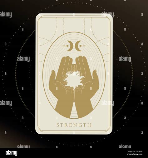 Golden Tarot Card Of Major Arcana Strength Tarot Card In Golden And