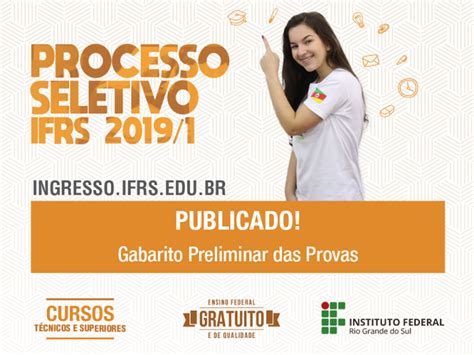 Publicados Gabaritos Preliminares Do Processo Seletivo IFRS 2019 1