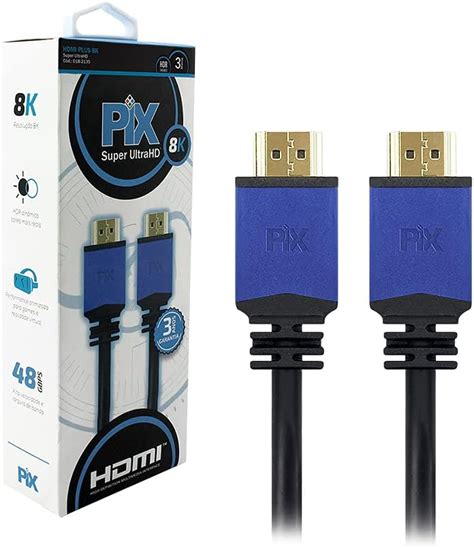 PIX CABO HDMI GOLD 2 1 8K HDR 19P 3M Pix 018 1030 Amazon Br