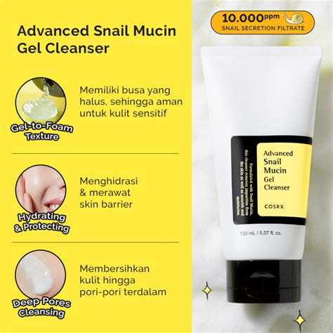 Jual COSRX Advanced Snail Mucin Gel Cleanser Membersihkan Wajah Dengan