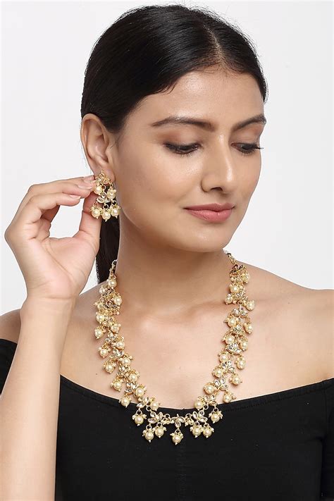 Gold Finish Kundan Polki And Pearl Necklace Set Design By Ruby Raang At