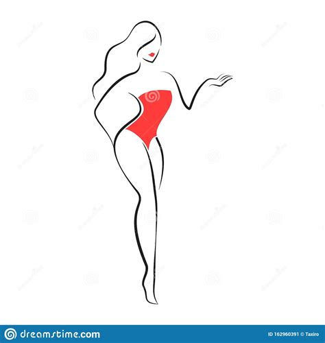 Woman In A Swimsuit Or Lingerie Stock Vector Illustration Of Beach Elegant 162960391