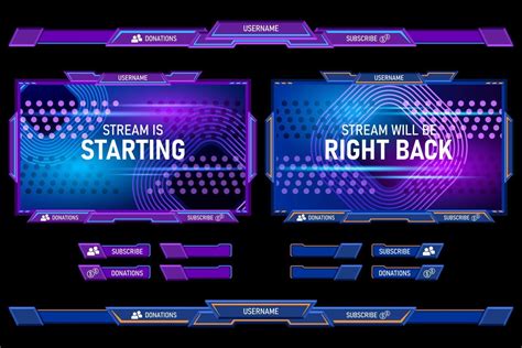 Set Futuristic Stream Overlay Geometric Frames Template Vector