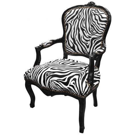 Fauteuil Baroque De Style Louis Xv Tissu Zebre Et Bois Noir