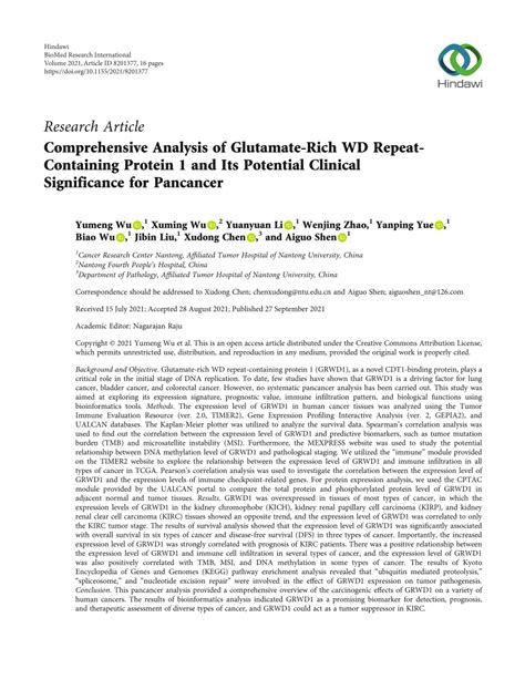 Pdf Comprehensive Analysis Of Glutamate Rich Wd Repeat Containing