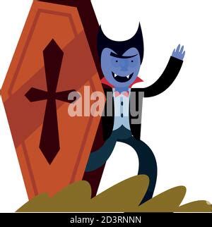 Cartoon Happy Vampire In His Coffin Stock Vector Image Art Alamy