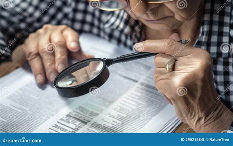 Magnifying Glass In Hand On The Newspaper Magnifying Glass In Hand On