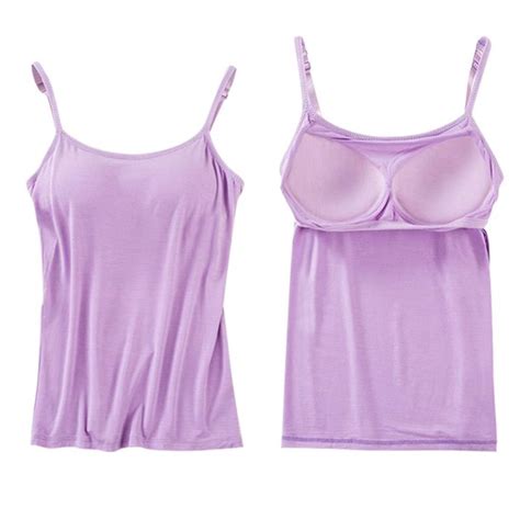 Women Tank Tops Female Camisole With Built In Bra Women Padded Bra Top