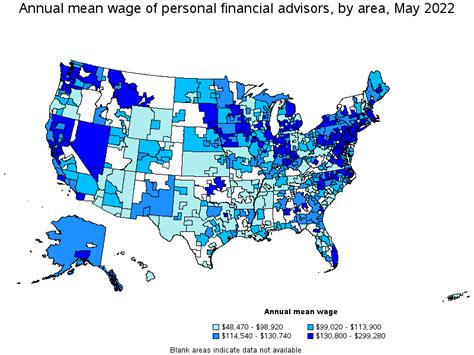 Map Of Annual Mean Wages Of Personal Financial Advisors By Area May 2022