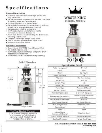 Waste King 9940 Manual